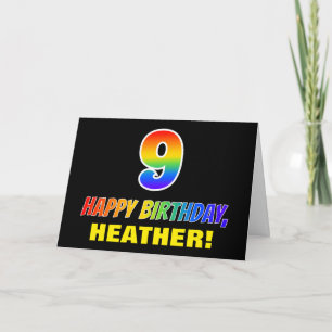 Carte 9e anniversaire : Bold, amusant, simple, arc-en-ci