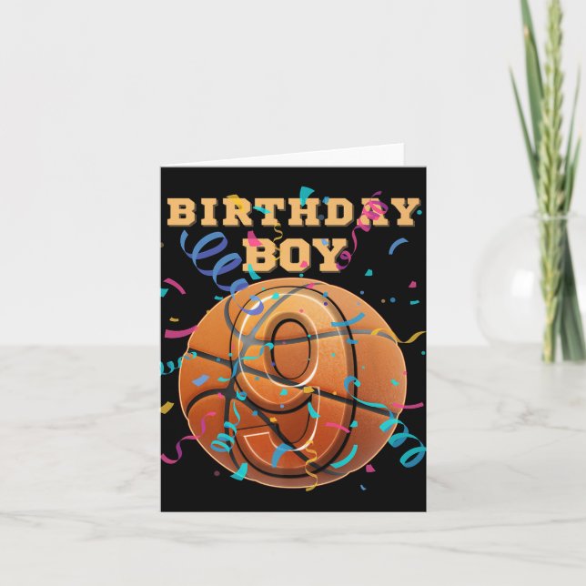 Carte 9e anniversaire Boy Nine 9 ans Basketball Playe (Devant)