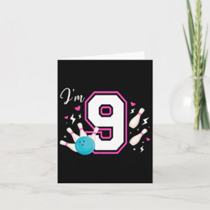 Carte 9e anniversaire de la fête Bowling Girl Neuf année