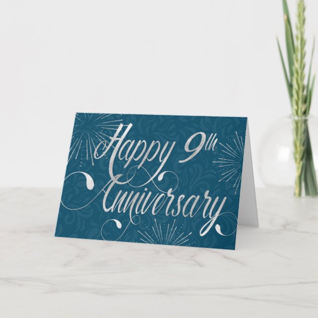 Carte 9e anniversaire de l'employé - Texte Tourbillonnan (Devant)