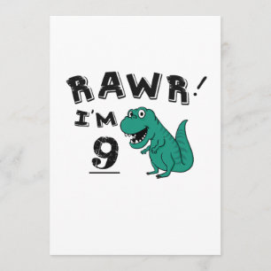 Carte 9e anniversaire Dinosaur cadeau pour enfants de 9 