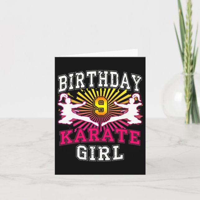 Carte 9e anniversaire fille - Karate 9 ans (Devant)