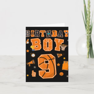 Carte 9e anniversaire Garçon 9 ans Basketball fête Neuf 