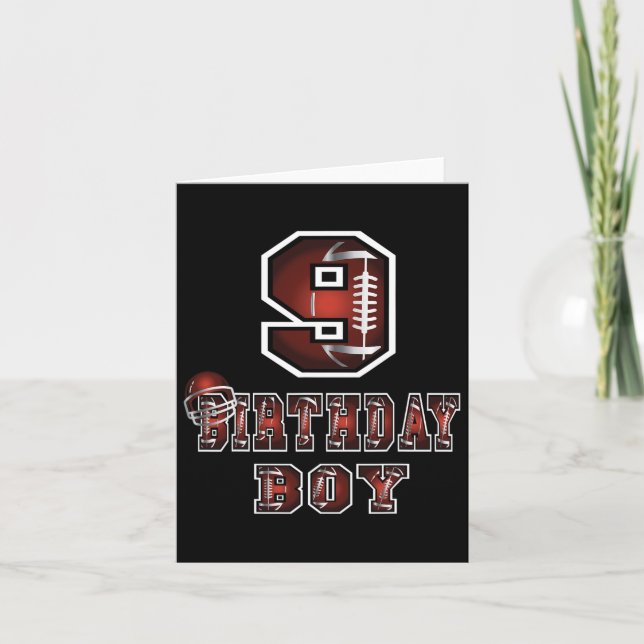 Carte 9e anniversaire Garçon 9 ans Footbyll Lover thème (Devant)