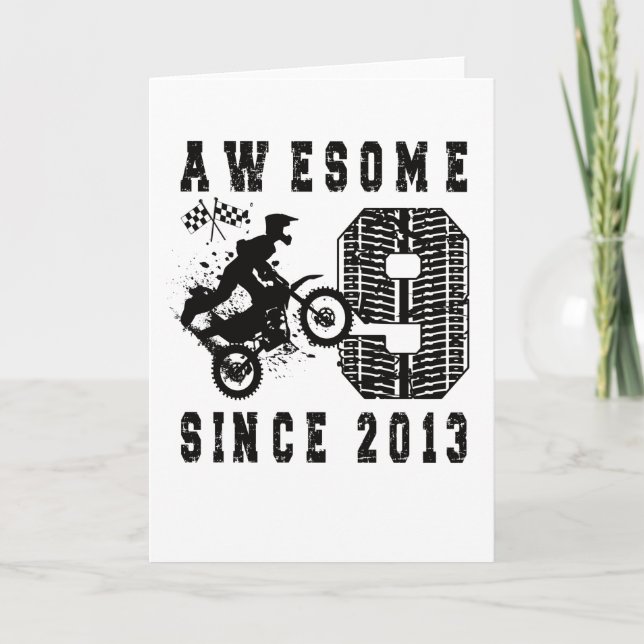 Carte 9e anniversaire Gift Dirt Bike Boy Né en 2013 (Devant)