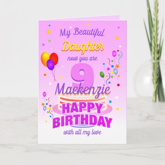 Carte 9e anniversaire PINK  (Devant)