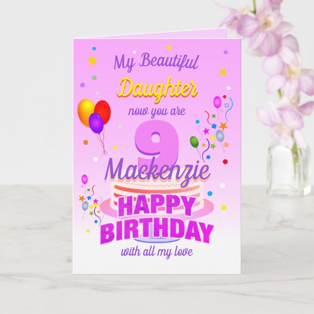 Carte 9e anniversaire ROSE  (Orchidée)