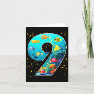 Carte 9e fête d'anniversaire 9 ans Vieux mer Poisson Aqu
