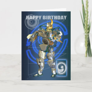 Carte 9e Joyeux anniversaire avec un guerrier robotique