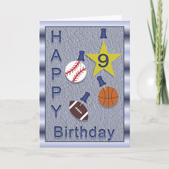 Carte 9èmes sports heureux d'anniversaire - orientés (Devant)