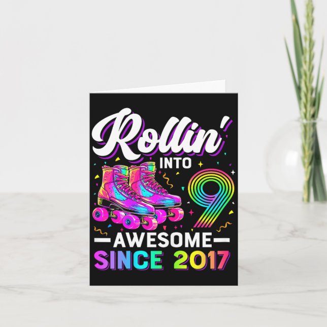 Carte 9th Birthday Shirt Girl Nine 9 Year Old Roller Ska (Devant)