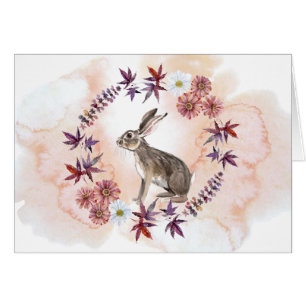 Carte à anse florale et à lièvre