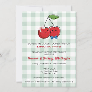 Carte à Baby shower plat pour garçon et fille jume