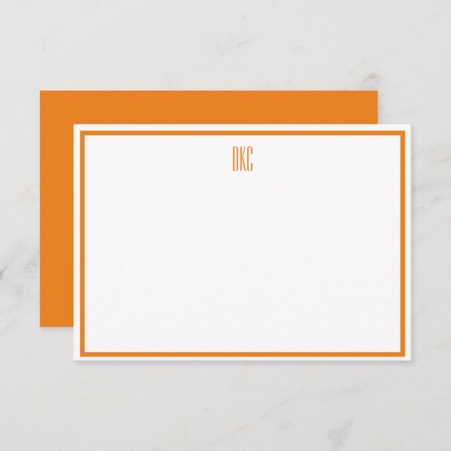 Carte à billet plat orange et blanc monogramme (Devant / Derrière)