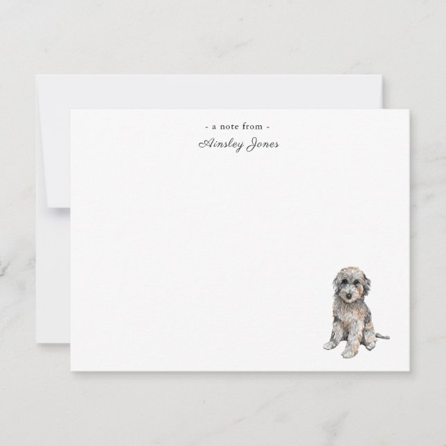 Carte à billet plat pour chien mignonne Grey Doodl (Devant)