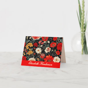 Carte à billets pliés rouge et crème florale foncé