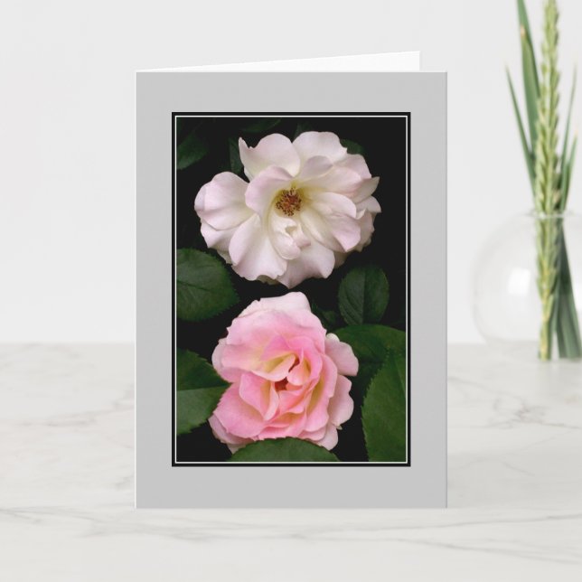 Carte à billets vierges 'Deux Roses (Devant)