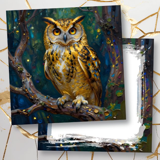 Carte A Blue and Gold Owl Blank (Créateur téléchargé)