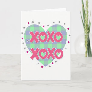 Carte à cœur à carreaux doux Xoxo