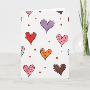 Carte à coeurs à pois doux