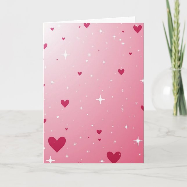 Carte à coeurs roses scintillants d'amour (Devant)