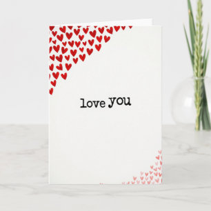 Carte à coeurs rouges aquarelle «Je t'aime»