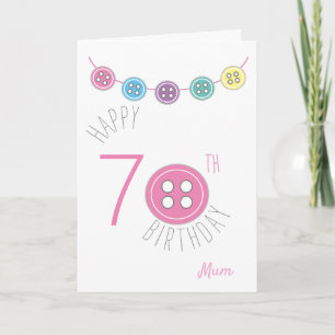Carte à coudre maman 70e anniversaire avec bouton