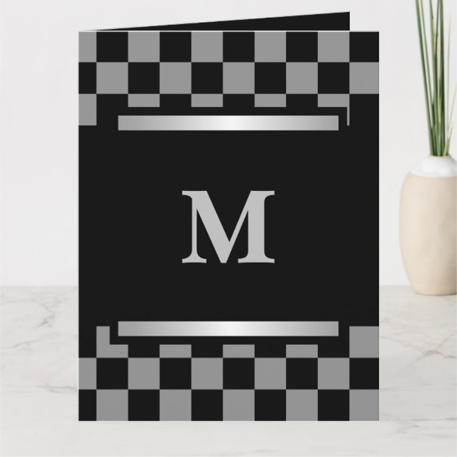 Carte À damiers noir monogramme (Devant)
