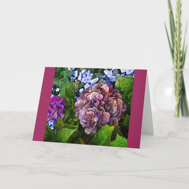 Carte à fleurs colorées Hydrangea (Devant)