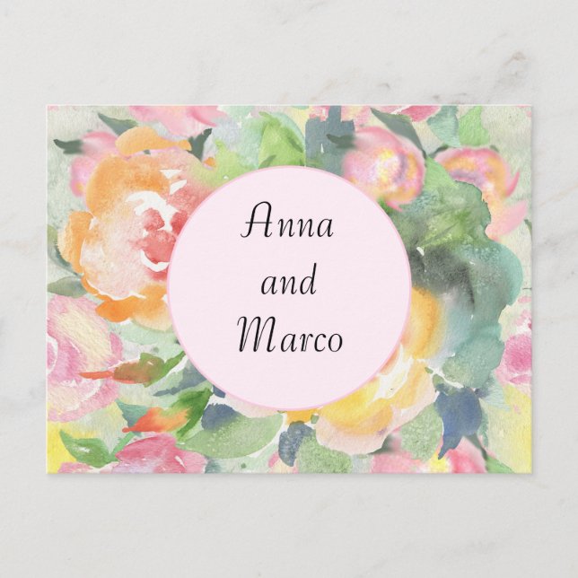 Carte à fleurs d'aquarelle mariage (Devant)
