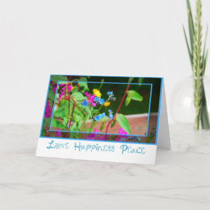 Carte à fleurs rose bleue