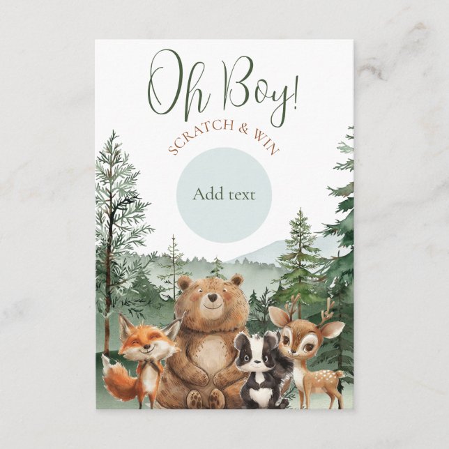 Carte à gratter pour jeu d'aventure Woodland Boy (Devant)