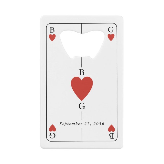 Carte à jouer coeurs monogramme Mariage Bar Fleur  (Devant)
