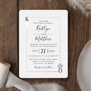 Carte à jouer monogramme mariage feuille d'argent