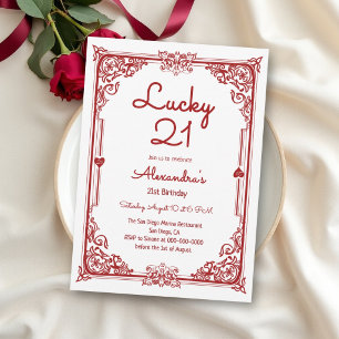Carte à jouer rouge vintage pour soirée de casino 