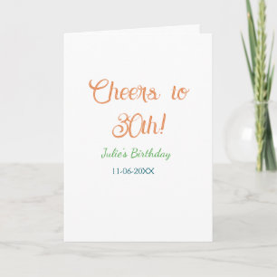 Carte À la 30e anniversaire nom date orange vert bleu