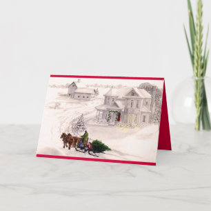 Carte à la maison victorienne de vacances de Noël