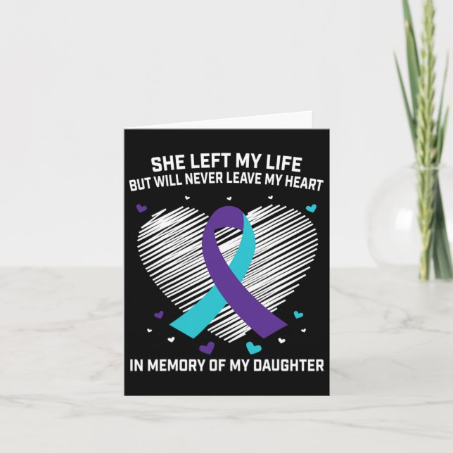 Carte À la mémoire d'une fille aimante Prévention du sui (Devant)
