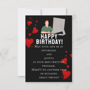 Carte À l'anniversaire d'un ingénieur en logiciel brilla