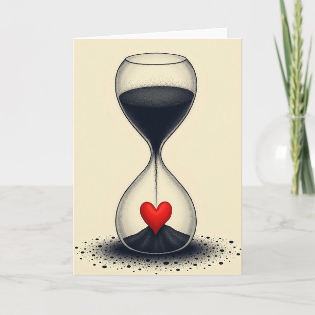 Carte à l'heure de verre à cœur simple (Devant)