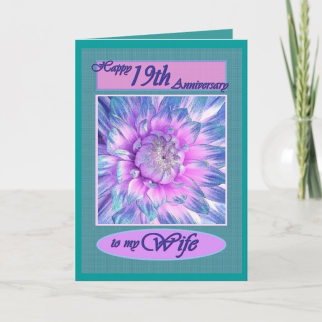 Carte À ma femme - Joyeux 19e anniversaire de mariage (Devant)