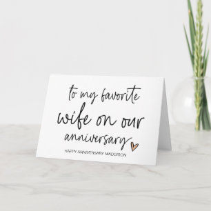 Carte À ma femme préférée Notre anniversaire du mari