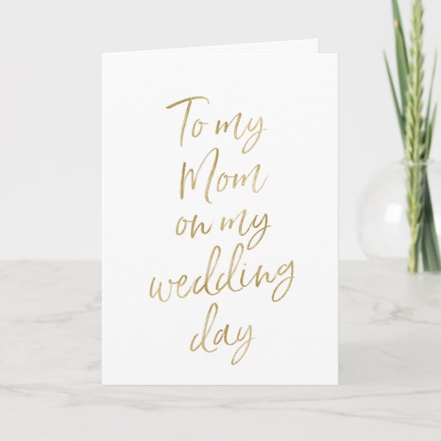 Carte À ma mère pour mon mariage | Lettres dorées élégan (Devant)