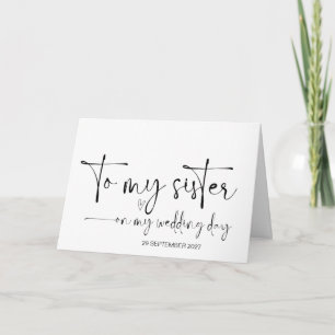 Carte À ma soeur le jour du mariage Merci mariée