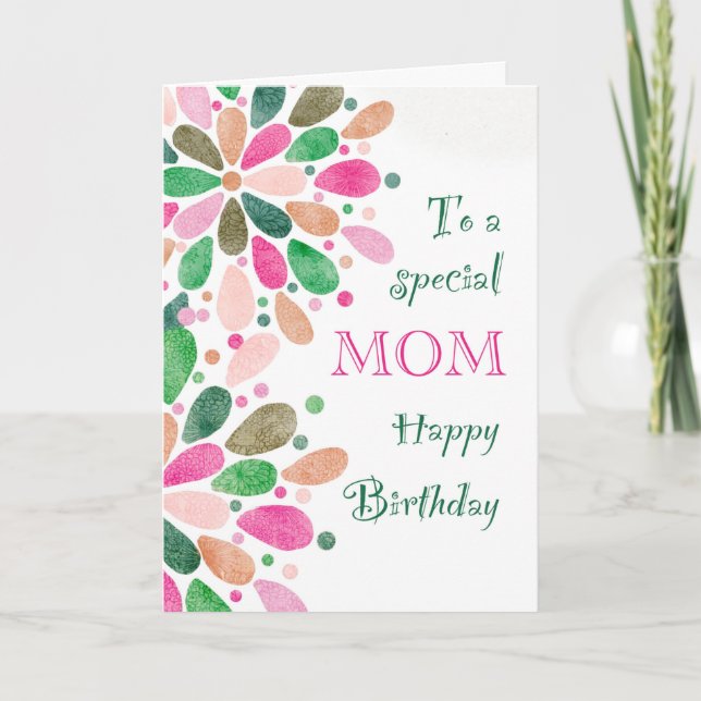Carte À maman à l'anniversaire coloré (Devant)