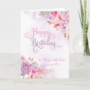 Carte À maman avec amour, Joyeuse aquarelle d'anniversai