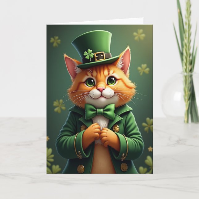 Carte à motif de chat chanceux (Devant)