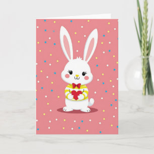 Carte à motif de cœur de lapin rayé