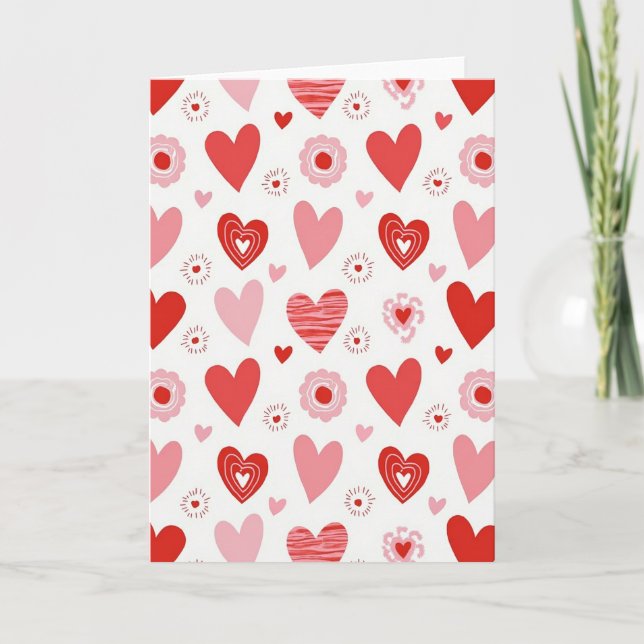 Carte à motif de cœurs de la Saint-Valentin (Devant)