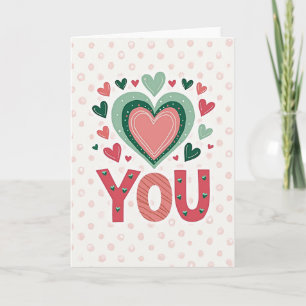 Carte à motif de cœurs et de pois 'Je t'aime'